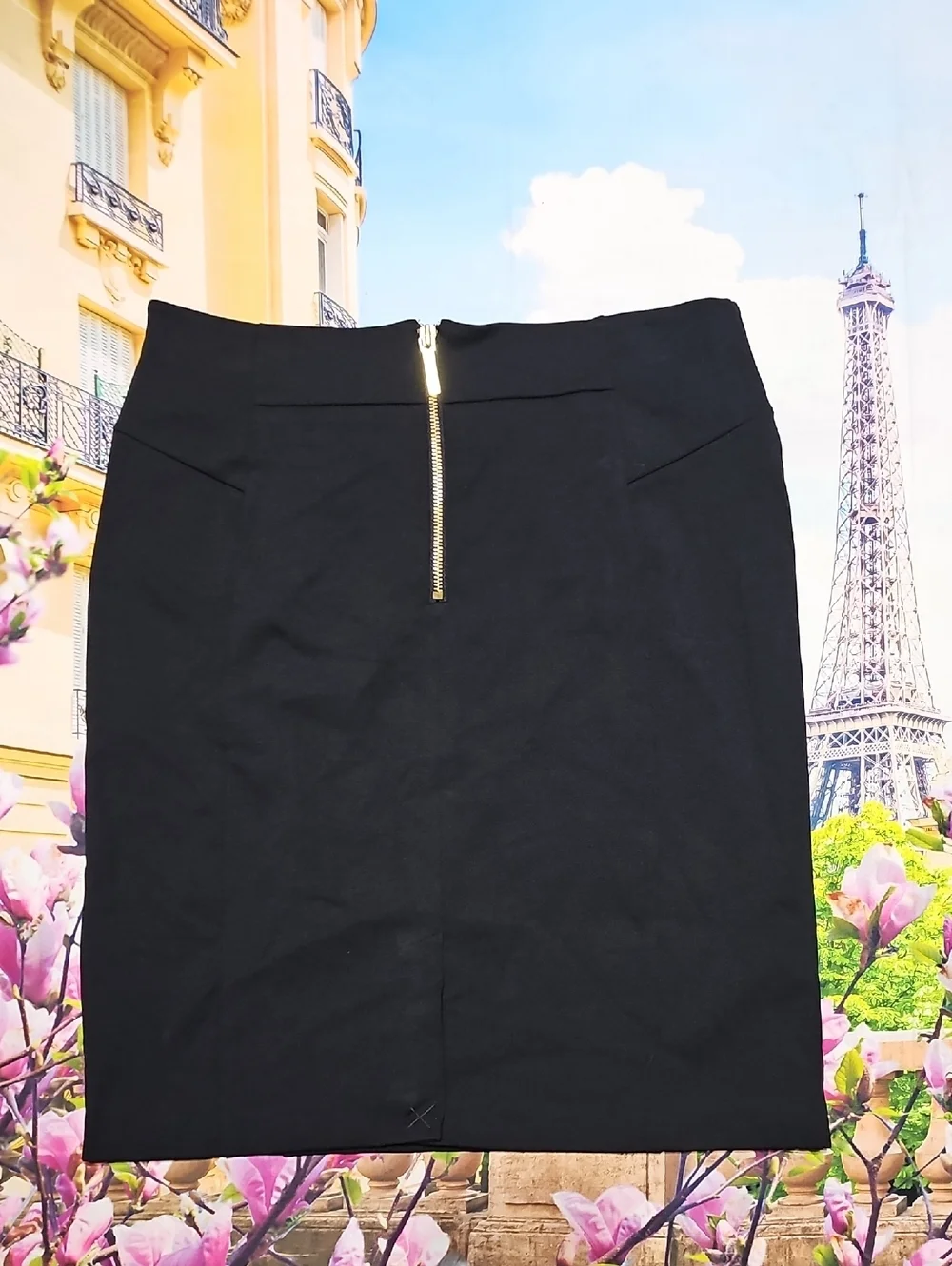 Michael Kors Black Gold Zippered Skirt Size‎ 8 New
